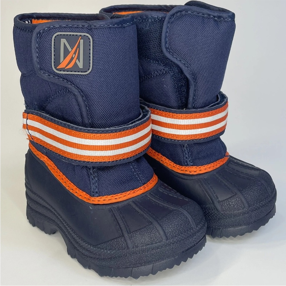 Nautica Kids Rain/Mud/Snow Boots Size US 6 Navy Blue & Orange